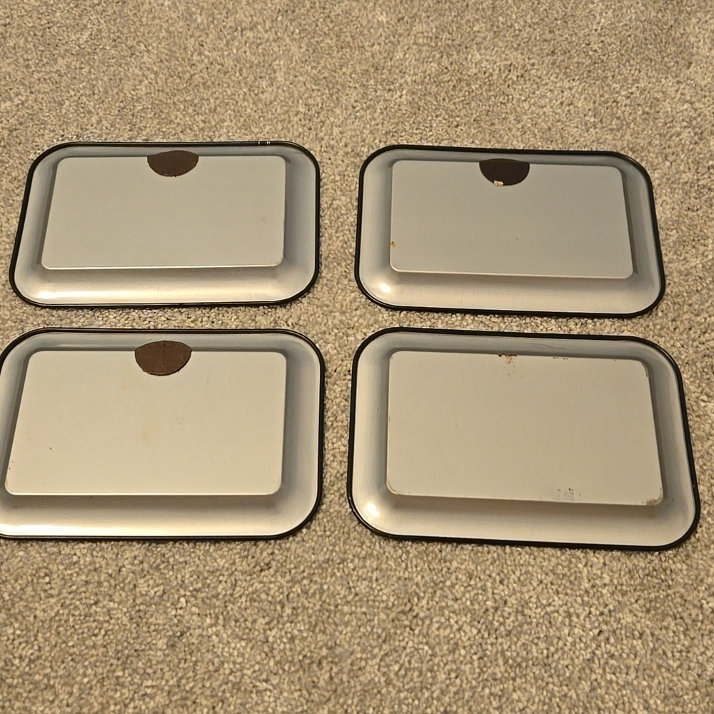 Vintage Bryan O Ohio Art Co Small Mini Tin Tray Set of 4 Black 6.75" x 4.75" USA - Picture 2 of 6